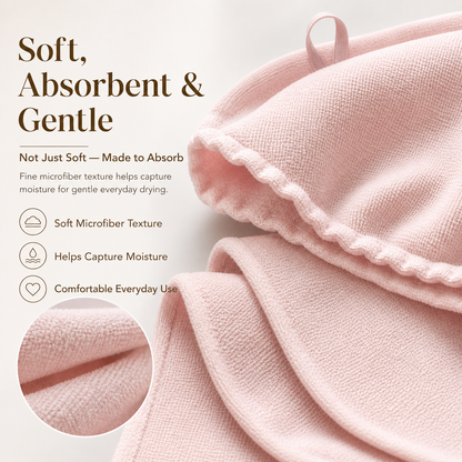 Blush Mauve Luma microfiber hair towel wrap soft absorbent texture close-up